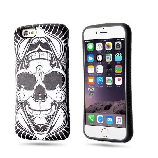 iPhone 6S Case Cartoon Series - 3D Relief Painted Live Animal TPU Back Cover Case for iPhone 6 laughing skull head